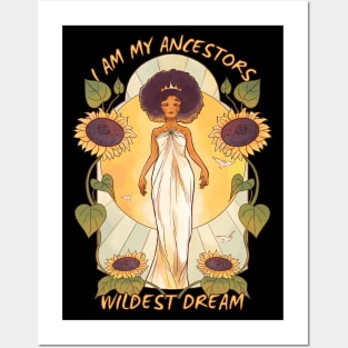 Black Girl Queen Sunflower Dream Posters and Art